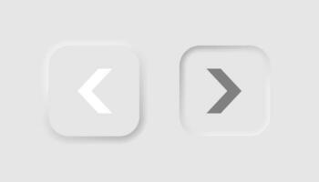 navigering pilar ikon i neumorphism stil. ikoner för företag, vit ui, ux. höger, vänster riktning symbol. gränssnitt, överföra, sida. neumorf stil. vektor illustration.
