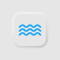 vatten ikon i neumorphism stil. ikoner för företag, vit ui, ux. vatten slå samman symbol. kall blå vatten, vatten linje, Vinka. neumorf stil. vektor illustration.
