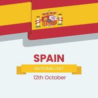 Spanien nationell dag baner eller posta mall. Lycklig oberoende dag Spanien 12th oktober. espana eller espania modern design. flagga av Spanien med typografi röd gul Färg vektor