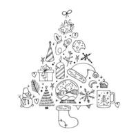 uppsättning av hand dragen markör jul träd symbol. ny år klotter illustration. vinter- högtider leksak. vektor