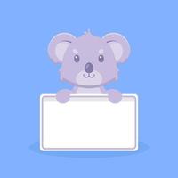 süßer Koala, der eine leere Texttafel hält vektor