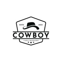 Jahrgang retro Cowboy Hut Silhouette Logo Design kreativ Idee vektor
