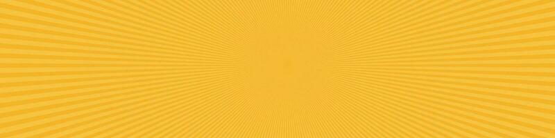 Pop Kunst Sunburst Hintergrund mit strahlend Balken. Gelb Sonne im Comic Stil, Muster mit Orange Licht. Cartoon-inspiriert Design mit radial Strahlen. eben Vektor Illustration isoliert