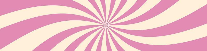 mädchenhaft Rosa radial Hintergrund mit retro Schwingungen. Spiral- Muster ergänzt durch Comic Süßigkeiten und Pop Ästhetik. eben Vektor Illustration isoliert auf Weiß Hintergrund.