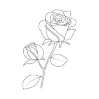 einer Linie Kunst Rose Blume Vektor Gliederung Illustration