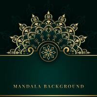 Grün Luxus Hintergrund, mit Gold Mandala Ornament vektor