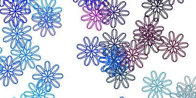 hellrosa, blaues Vektor-Gekritzelmuster mit Blumen. vektor