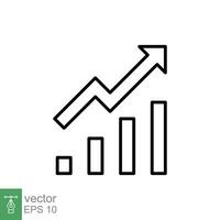 profitieren Wachstum Symbol. einfach Gliederung Stil. wachsend Riegel Grafik mit steigend Pfeil, Geld gewinnen, Infografik, Geschäft Konzept. dünn Linie Symbol. Vektor Illustration isoliert auf Weiß Hintergrund. eps 10.