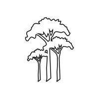 Linie Symbol Eiche Baum Vektor Illustration auf Weiß Hintergrund.