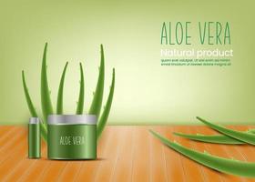 realistische abbildung des aloe vera-vektorkonzepthintergrundes vektor