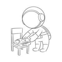 das Astronaut ist einstellen seine Kleider auf das Stuhl zum Färbung vektor
