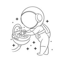 Astronaut Waschen seine Hände im das sinken zum Färbung vektor