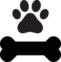 Pfote drucken Haustier Symbol und Hund Knochen Symbol isoliert auf Weiß Hintergrund . Vektor Illustration