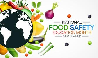National Essen Sicherheit Bildung Monat beobachtete jeder während September. Vektor Illustration