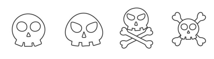 skalle skelett ben ikon klotter hand teckning vektor
