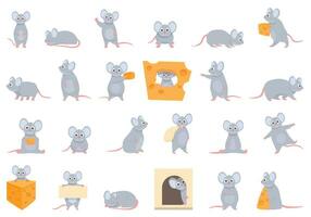 mus ikoner uppsättning tecknad serie vektor. djur- sällskapsdjur vektor