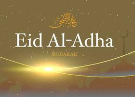 eid al Adha mubarak islamic och moslem bakgrund social media design med stjärnor måne, moské och en get bakgrund , affisch, baner design, vektor illustration