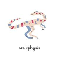 platt vektor platt hand dragen vektor illustration av coelofys dinosaurie