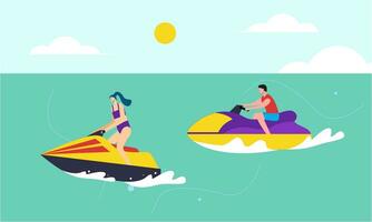 Menschen jung Reiten ein Jet Ski Vektor Illustration