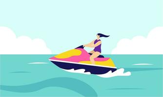 Menschen jung Reiten ein Jet Ski Vektor Illustration