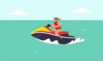 Menschen jung Reiten ein Jet Ski Vektor Illustration