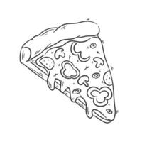 Hand gezeichnet Pizza im Karikatur Stil zum Färbung vektor