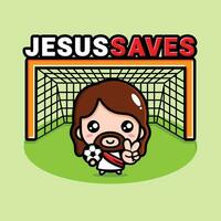 Jesus fängt das Ball im Frieden Finger Pose vektor