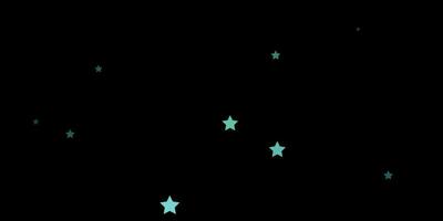 dunkelblauer, grüner Vektorhintergrund mit kleinen und großen Sternen. vektor