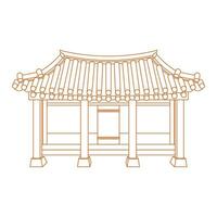 redigerbar främre se traditionell hanok koreanska hus byggnad vektor illustration i översikt stil för konstverk element av orientalisk historia och kultur relaterad design