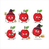 Halloween Ausdruck Emoticons mit Karikatur Charakter von Kirsche vektor