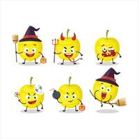 halloween uttryck uttryckssymboler med tecknad serie karaktär av gul körsbär vektor