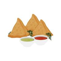 välsmakande samosa med sås vektor illustration logotyp