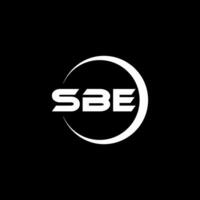 SBE brev logotyp design med svart bakgrund i illustratör. vektor logotyp, kalligrafi mönster för logotyp, affisch, inbjudan, etc.