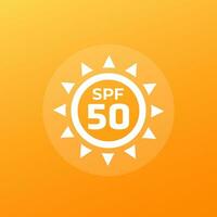 spf 50 Symbol mit ein Sonne, uv Schutz Vektor