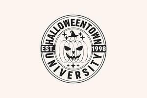 Halloweenstadt Universität Halloween Folge. Halloween Hemd drucken Vorlage, T-Shirt, Grafik Design, Tassen, Taschen, Hintergründe, Aufkleber vektor