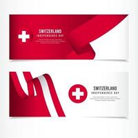 Schweiz självständighetsdagen firande, affisch, banner uppsättning design för utskrift vektor mall illustration