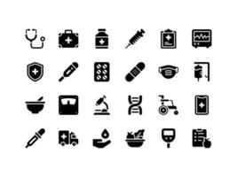 Gesundheitswesen und medizinische Glyphen-Icon-Set vektor