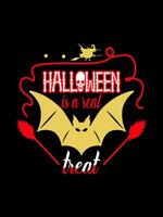 Halloween Grusel Jahrgang T-Shirt Design und unheimlich Beschriftung drucken Vorlage Vektor Typografie Grafik Kunst