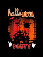 Halloween Grusel Jahrgang T-Shirt Design und unheimlich Beschriftung drucken Vorlage Vektor Typografie Grafik Kunst