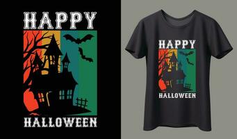 Fröhliches Halloween. Halloween-T-Shirt-Design-Vorlage. Happy Halloween T-Shirt Design-Vorlage einfach zu drucken Allzweck für Männer, Frauen und Kinder vektor