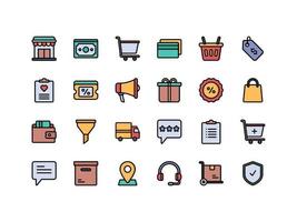 E-Commerce und Shopping Lineal Color Icon Set vektor