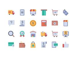 E-Commerce und Shopping flache Icon-Set icon vektor