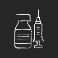 Impfstoffflasche kreideweißes Symbol auf schwarzem Hintergrund vektor
