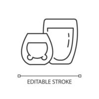 lineares Symbol für Doppelglasbecher. Spezialbehälter für heiße Flüssigkeiten. Becher aus gehärtetem Glas. dünne Linie anpassbare Illustration. Kontursymbol. Vektor isolierte Umrisszeichnung. bearbeitbarer Strich