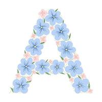 florales botanisches alphabet. vintage handgezeichneter buchstabe a. Brief mit Pflanzen und Blumen. vektorbeschriftung lokalisiert auf weiß vektor