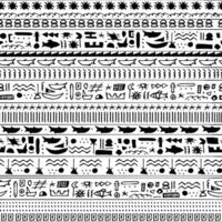elegant egyptisk inspirerad vektor illustration med svartvit mönster och invecklad hieroglyf motiv. mångsidig för vuxen kläder, gardiner, och bärbara datorer. iögonfallande symboler av fisk, vågor, val