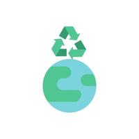 Recycling für die Erhaltung des Planeten Vektor flache Farbsymbol. Globale Ökologie und Umweltschutz. Zero-Waste-Kampagne. Cartoon-Stil ClipArt für mobile App. isolierte rgb-illustration