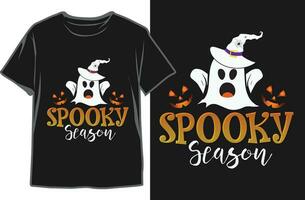 gespenstisch Saison-Halloween Tag schwarz T-Shirt Design. komisch Halloween Boo T-Shirt vektor