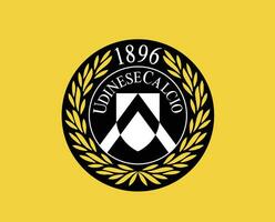 udinese calcio klubb symbol logotyp serie en fotboll Italien abstrakt design vektor illustration med gul bakgrund