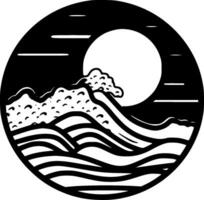 hav - svart och vit isolerat ikon - vektor illustration